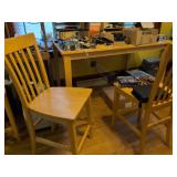 Wood Dining Pub Table with 6 Chairs