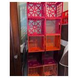 Stacked Plastic Storage Crates Lot