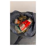 Blue Duffel Bag with Ammunition