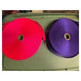 Two Spools of Nylon Webbing, Red and Purple