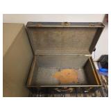 Black Metal Steamer Trunk with Brass Fittings