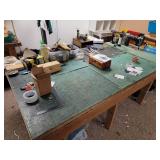 Large Wood Work Table With Green Top