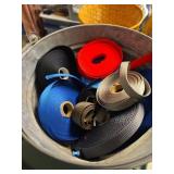 Lot Nylon Webbing Rolls in Metal Pail
