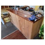 Wooden Counter Desk With Open Shelves