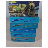 Six Model Train Cars with Boxes