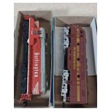 Two HO Scale Model Train Locomotives Burlington an