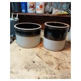Stoneware Crocks with Black Band