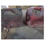 Red Plastic Gasoline Cans with Some Fluid