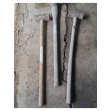 Three Vintage Hand Tools with Wooden Handles