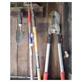 Garden Tools Including Loppers and Trowel