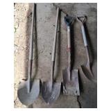 Four Garden Shovels and Spades