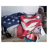 Pile of Miscellaneous American Flags, Some Damaged