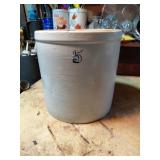 Stoneware Crock with Blue 5 Gallon Mark