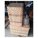 Two Wicker Hampers with Glass Jug