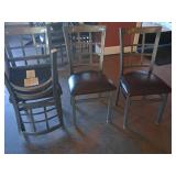 Four Metal and Faux Leather Chairs