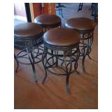 Four Metal and Faux Leather Bar Stools