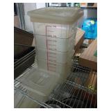 Five 6 Quart Plastic Food Containers