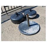 Three Outdoor Umbrella Bases, Mixed Types