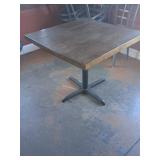 Square Wood Restaurant Table with Pedestal Base