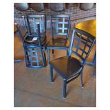 Four Metal and Faux Leather Chairs