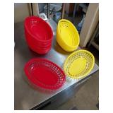 20 Plastic 6x9.5in Red and Yellow Food Baskets