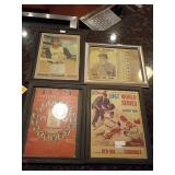 Framed Baseball Prints and Memorabilia Lot