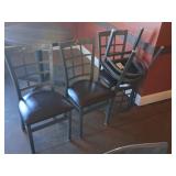 Four Metal and Faux Leather Chairs