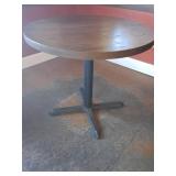 Round Wood Table with Metal Base, 36in Diameter