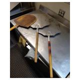 Two Metal and One Wooden Pizza Peels