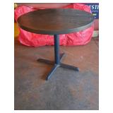 Round Wood Table with Metal Base