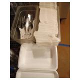 Bulk Lot of Napkins, Utensils, Foam Containers