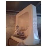 Wall-Mounted Porcelain Sink with Chrome Faucet