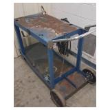 Blue Steel Welding Cart With Cables and Clamps