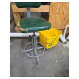 Green Adjustable Stool and Rubbermaid Mop P-