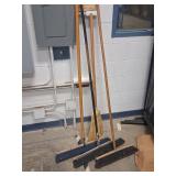 Four Assorted Push and Straw Brooms