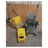 Commercial Mop Buckets and Parts Assortment