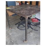 Large Steel Table on Wheels