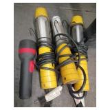 3 Yellow Work Lights and Flashlight