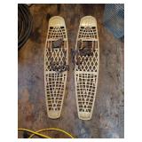 Vintage Bear Paw Snowshoes with Leather Bindings