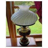 Brass Table Lamp with Swirled Glass Shade, Chip
