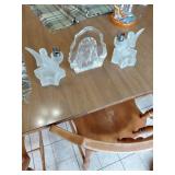 Glass Jesus Plaque and Angel Candleholders