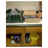 Kitchen Utility Lot With Dish Rack and Bulbs