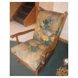 Wooden Rocking Chair with Floral Upholstery 27x28x