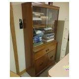 Wooden Cabinet with Glass Doors, 66x15x35 Inches