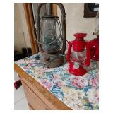 Vintage Lanterns, Metal and Red Tin