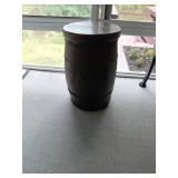 Wooden Barrel Side Table with Metal Bands