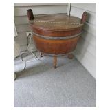 Vintage Wooden Barrel Wash Tub Table