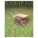 Vintage Metal Wheelbarrow with Single Wheel