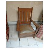 Vintage Oak Rocking Chair with Cushion