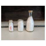 Three Vintage Glass Milk Bottles Assortment